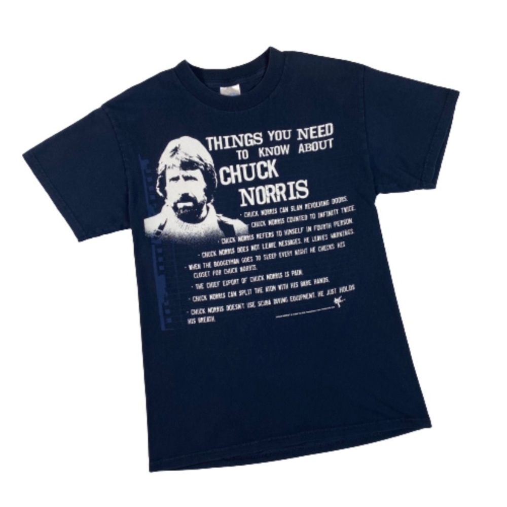 Y2k Chuck Norris Comedy Joke T Shirt Blue Small